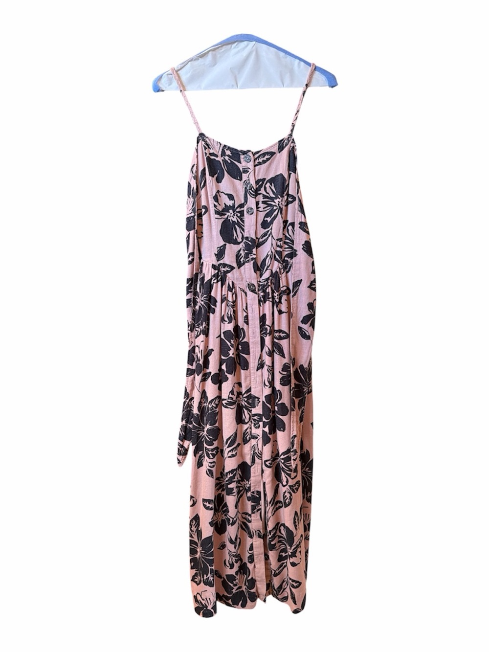 Pink Floral Spaghetti-Strap Maxi Dress